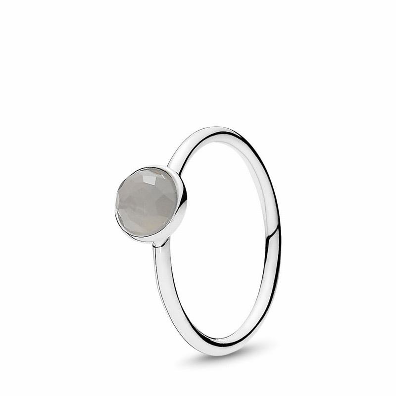 Pandora June Droplet Ring Ireland - Sterling Silver/Grey/Moonstone - 482196XPJ